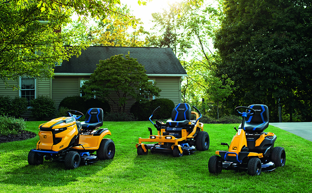 fleet of cub cadet electric riding mowers